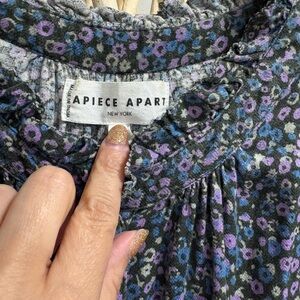 Apiece Apart Purple and Blue Floral Blouse